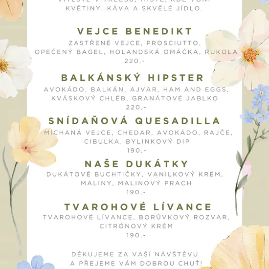 Dopolední Brunch ÚT - NE 